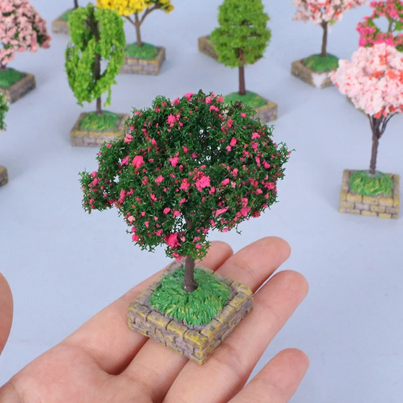 1Pcs Dollhouse Mini Artificial Tree Willow Maple Tree Cherry Tree Model Ornaments Garden Decorations