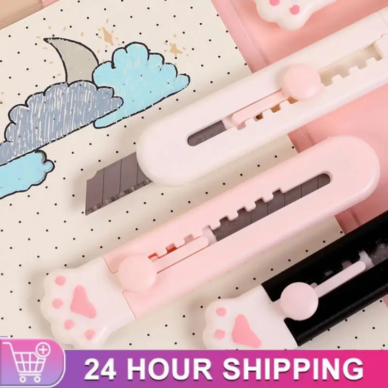 

Cute Mini Art Utility Knife Cartoon Cat Paw Cloud Flower Shape Cutter Express Box Paper Envelope Opener Blade Stationery 1pcs