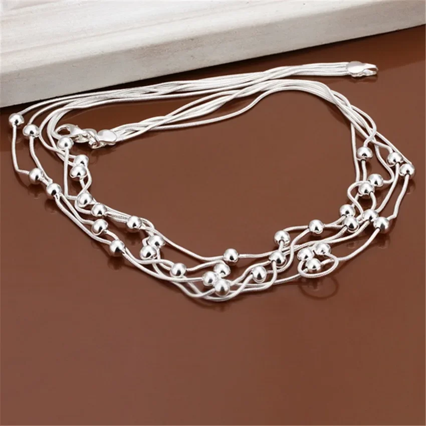 Hot Retro Charm 925 Sterling Silver Necklace for Women Lady Chain Solid Bead Fashion Trends Wedding Party Jewelry Gifts