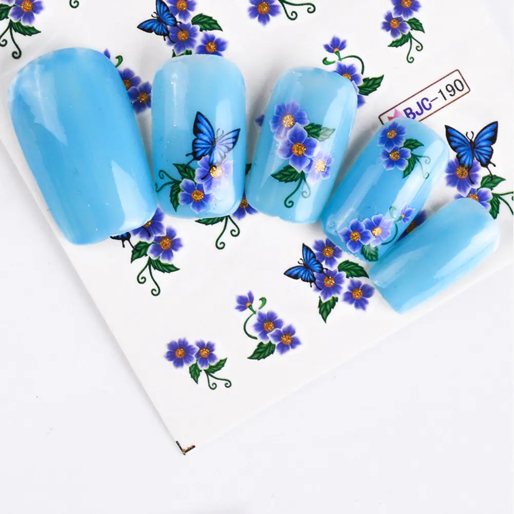 

55 Sheets Nail Stickers French Tip Hot Stamping Flower Art Decals Nails Floral Embossed Spring