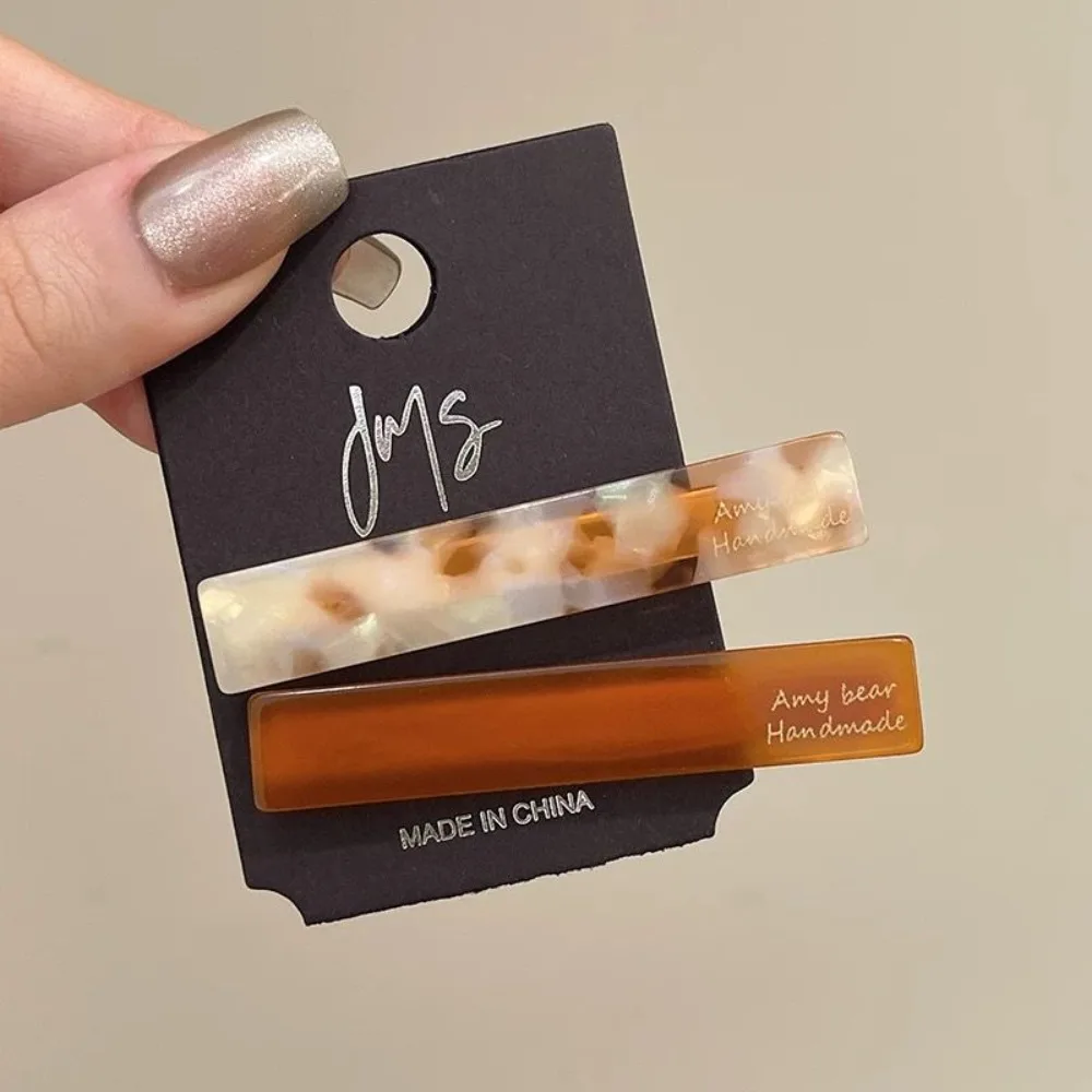 

2Pcs/set New Geometric Acetate Hair Clips Colorful Sweet Hairpins Rectangle Barrette Hair Accessories