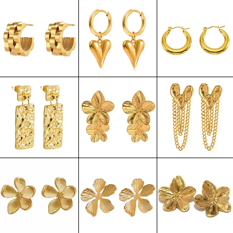 Europe and The United States Fashion Gold Color Irregular Geometric Drop Earrings Ladies Classic Trend Party Jewelry Gifts