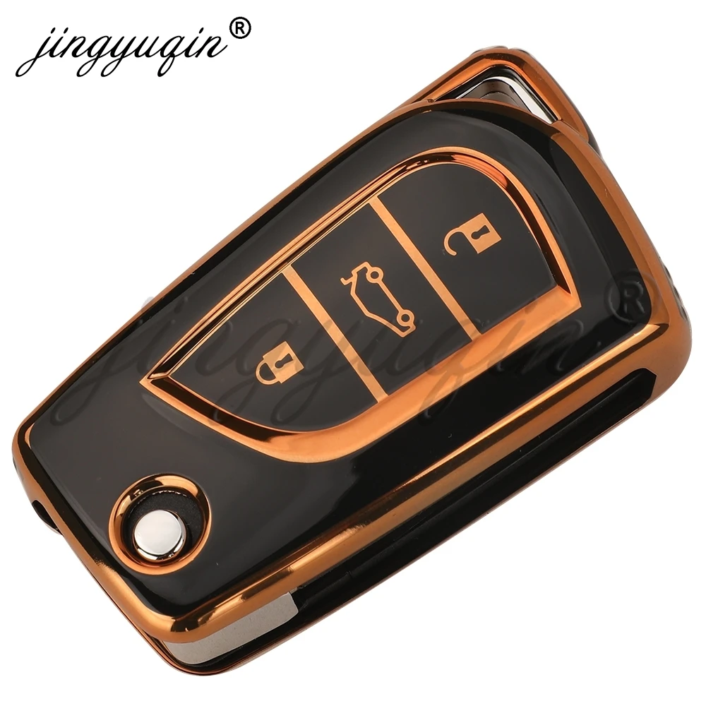 Jingyuqin-TPU علبة مفاتيح السيارة ، غطاء كامل فوب لتويوتا كورولا ألتيس أوريس ايغو ياريس كامري RAV4 فيرسو TC ، ملحقات قذيفة ، 3BTN