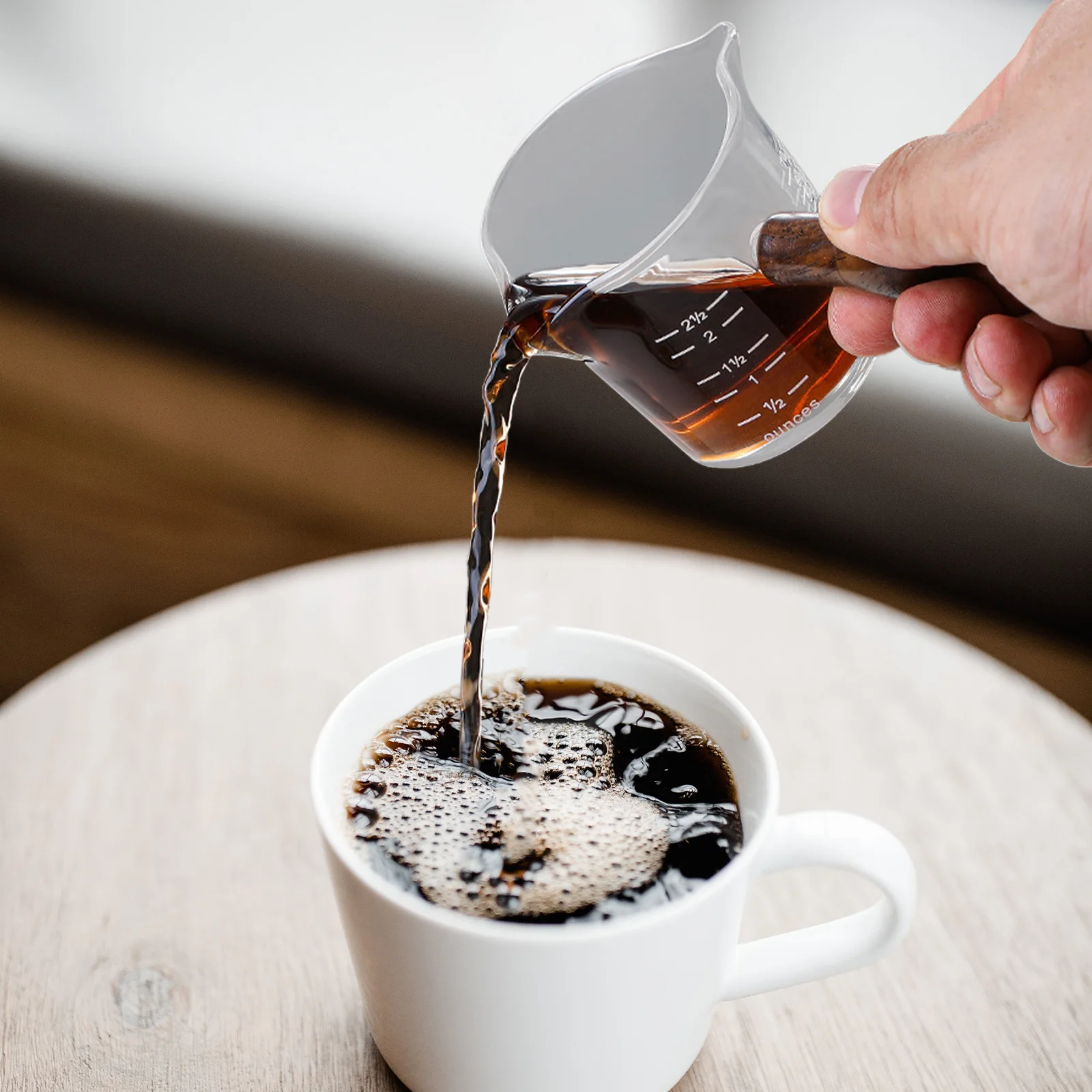 

Double Mouth Milk Cup Wooden H Espresso Measuring Server Coffee Spout Smooth Easy Clean Store Premium Material