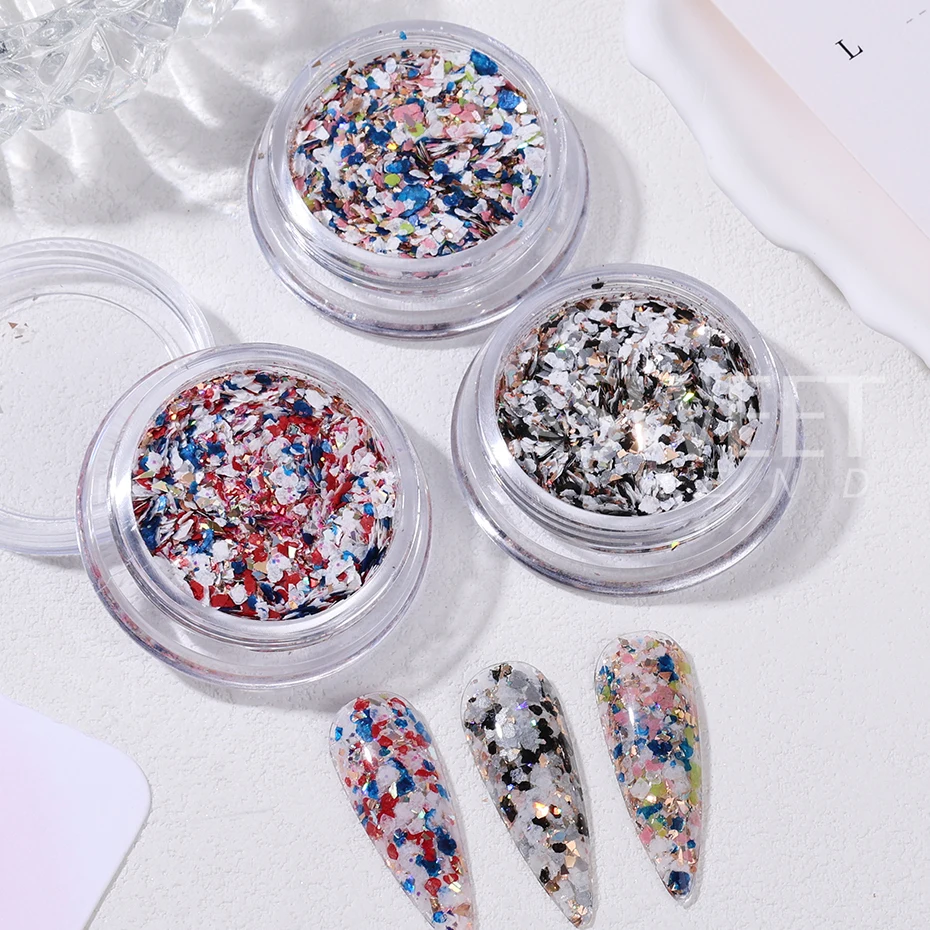 Paillettes irrégulières pour Nail Art, mélange de couleurs, flocons scintillants, tranches cassées, feuilles, breloques à assembler soi-même, accessoires de décoration de manucure, 4 pièces