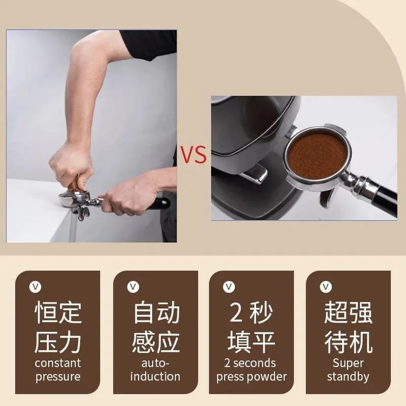 58mm Coffee Tamper Adjustable Spring Loaded Silent Automatic Powder Press Barista Tool Stainless Steel