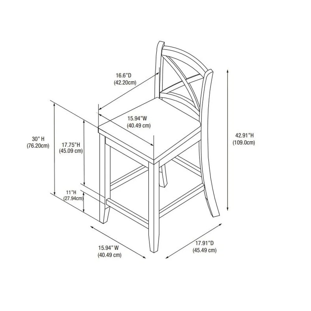 Taburete de Bar de madera para interiores, elegante, con respaldo cruzado, 30 pulgadas, construcción duradera de madera de caucho, asiento de forma cómoda, fácil montaje, adecuado