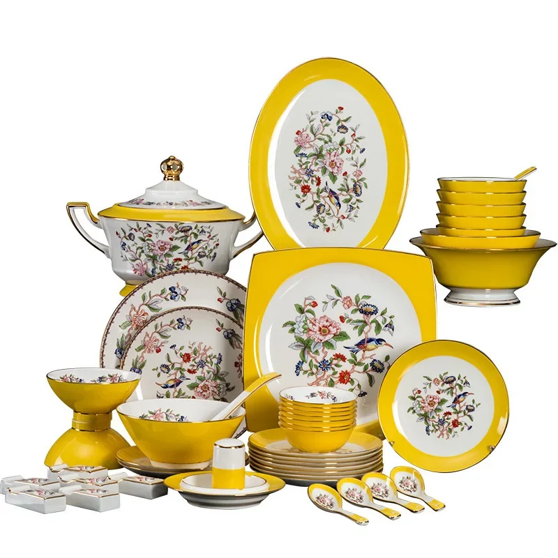 Enamel hand-painted Phnom Penh bone china tableware ceramic tableware set