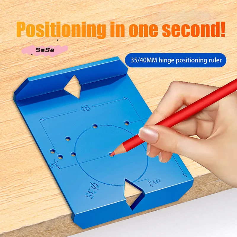 

2Pcs Cabinet Door Hinge Drilling Locator Woodworking Positioning Ruler Template - Auxiliary Tool for Hinge Installation