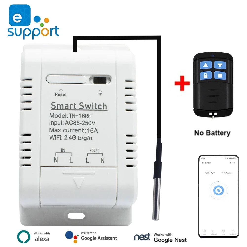 

eWelink WiFi Умный температурный реле RF 433 МГц 16 А 3000 Вт Мониторинг энергопотребления Термостат совместим с Alexa Google Home Умный коммутатор Alexa Google Home
