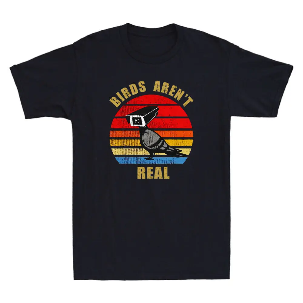 Birds Not Real Funny Bird Watching   Retro Men's T-Shirt