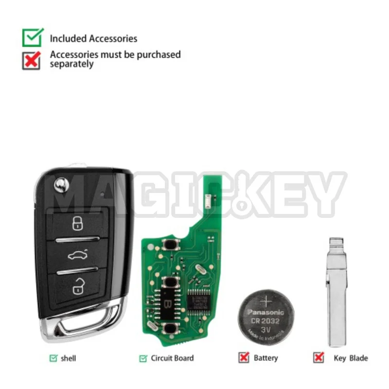 KEYDIY KD NB15-3 Universal Flip Remote Key 3 Buttons Compatible with VW MQB Type