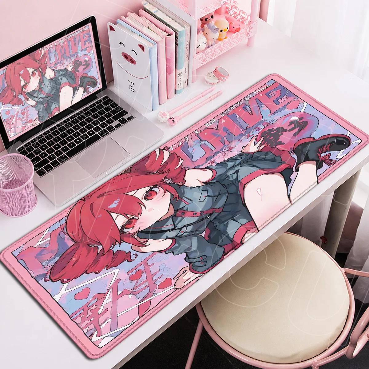 K-Kasane Teto Kawaii Rotes Mädchen Anime Mauspad mit Verstärktem Rand Gummi Tischdekorationsmatte PC Gaming Zubehör 900x400mm Speed Rug – Detail 14