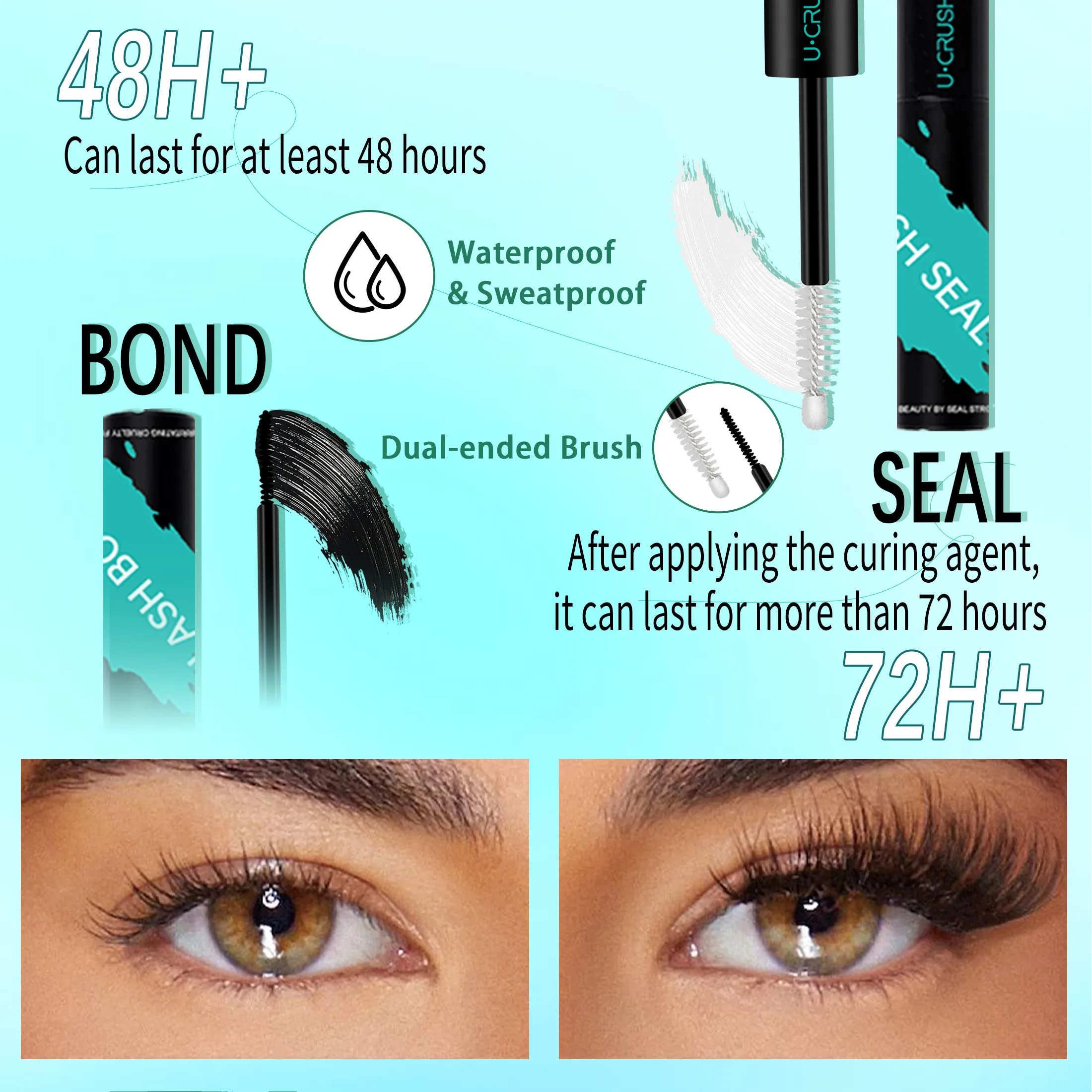 DIYクラスターまつげ接着剤メイクツールつけまつげ新ダブルヘッド2 in 1ボンド＆シールまつげ接着剤防水長持ち