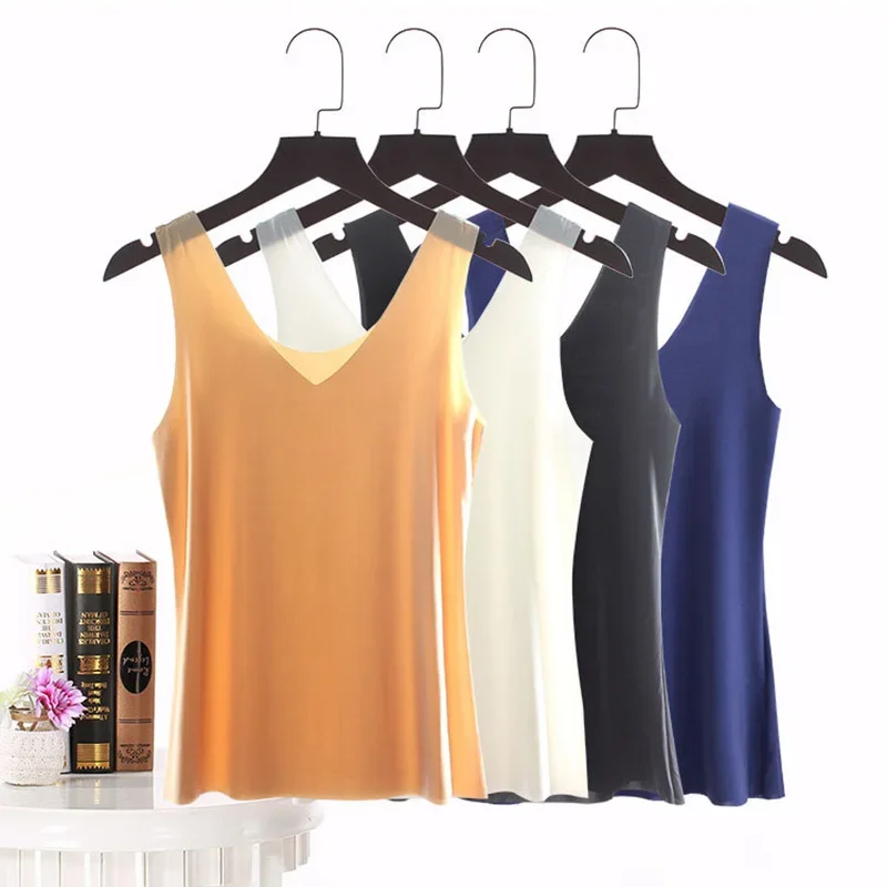 Seamless Silky Camisole Vest Summer Women Thin Breathable Sleeveless Crop Tops Underwear Female Plus Size Tube Tops M-3XL