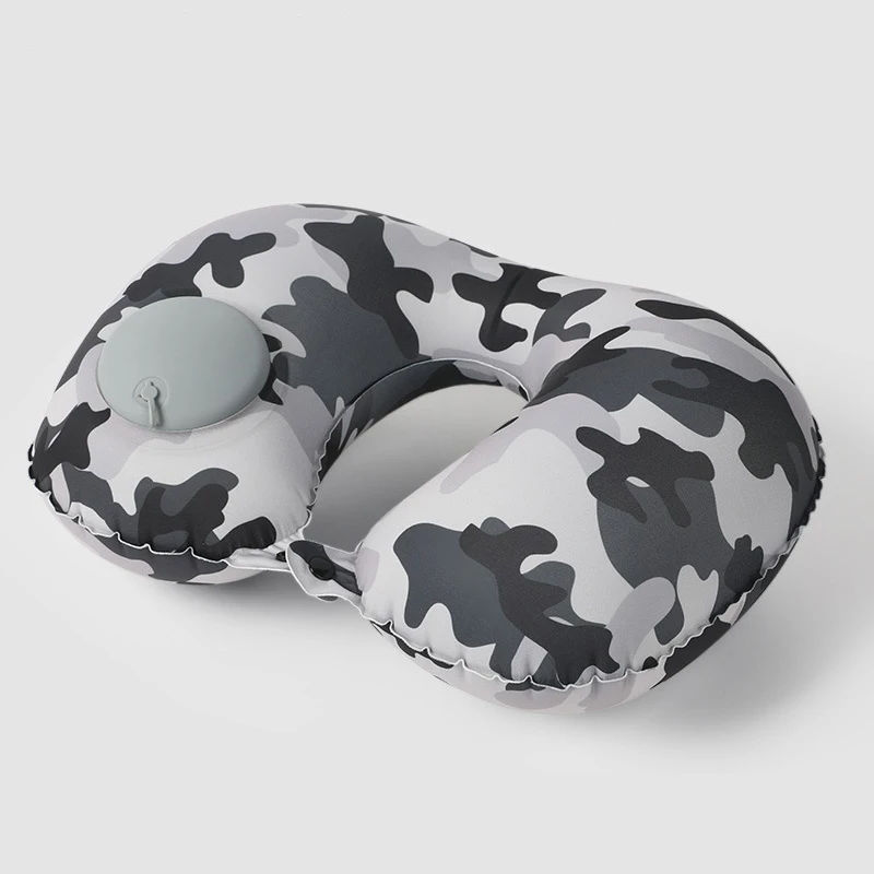 Camouflage Inflatable Travel Neck Pillow Cooling Effect for Airplane Office