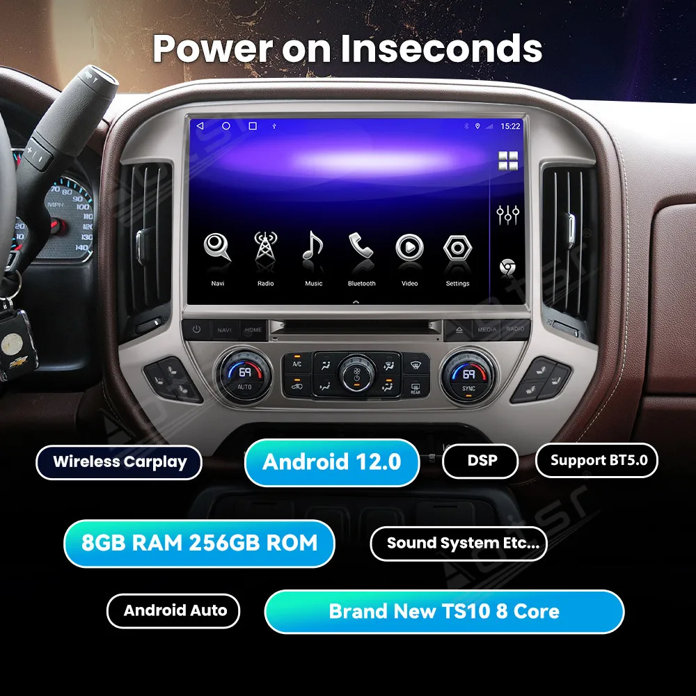 13.3’’ Android 13 Carplay For Chevrolet GMC GPS Navigation Car Radio HD Touch Screen Auto Stereo Car Accessories