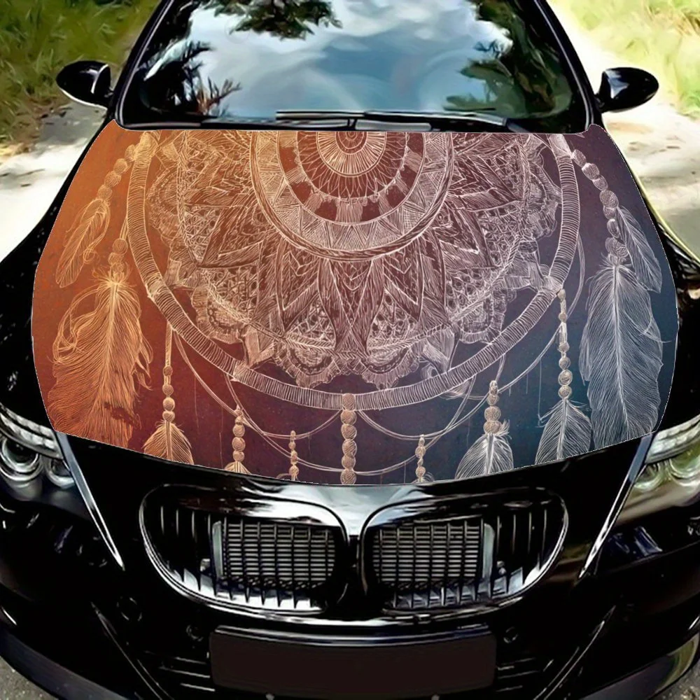 Autocollant de capot de voiture Dreamcatcher, autocollant d'art automobile personnalisé et tendance, enveloppes en vinyle auto-adhésives imperméables pour l'extérieur de la voiture, décoration