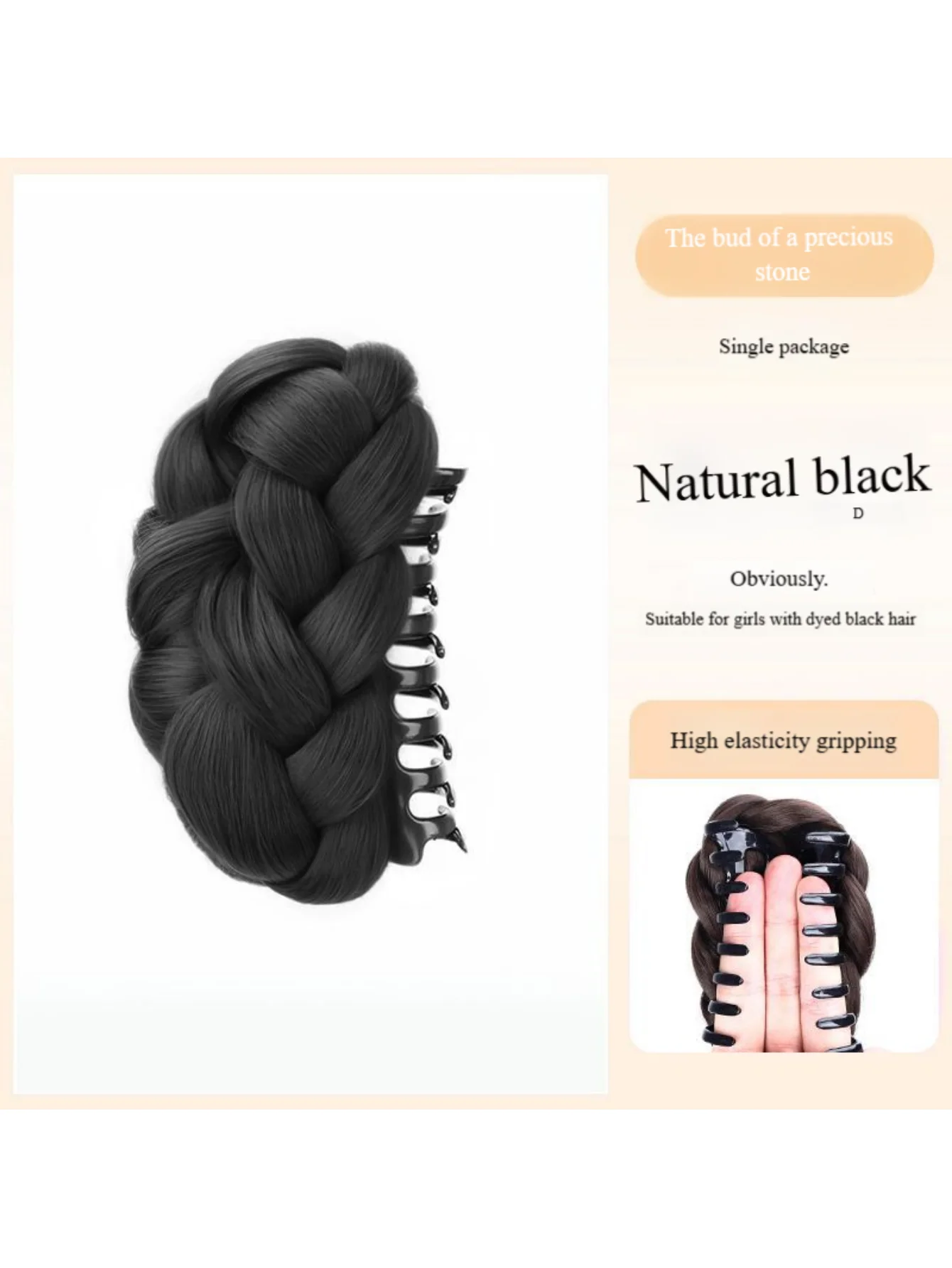 Damen-Haarteil mit geflochtenem Dutt, künstliche Haarklammer, Kleber, Hochsteckfrisur, flauschiges Haar-Accessoire, Haarbündel für den Hinterkopf – Detail 5
