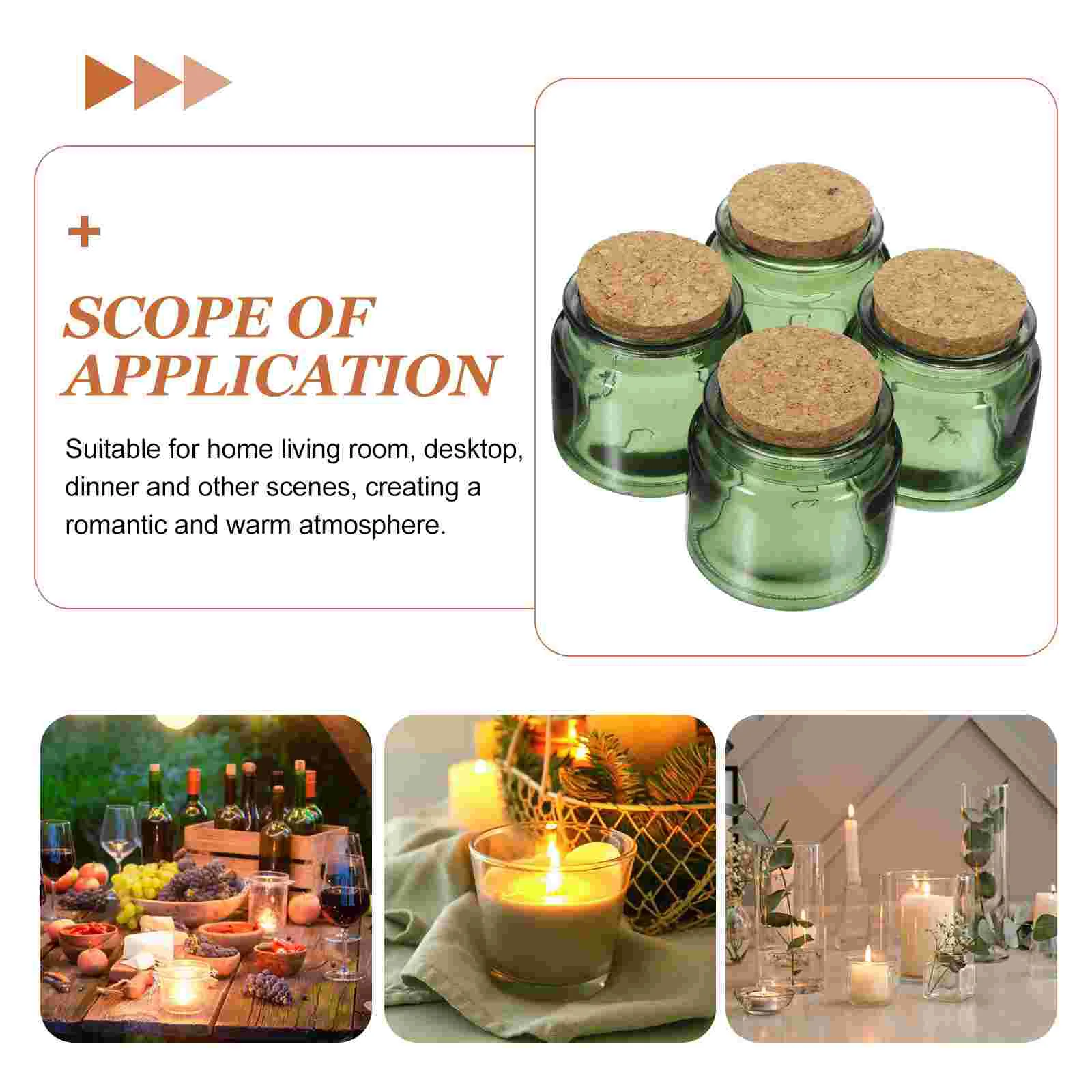 4 Pcs Glass Scented Cup Household Holder Cork Jar Bottle Tealight Lights Holders Candles Empty Votive Wooden Plug Cans