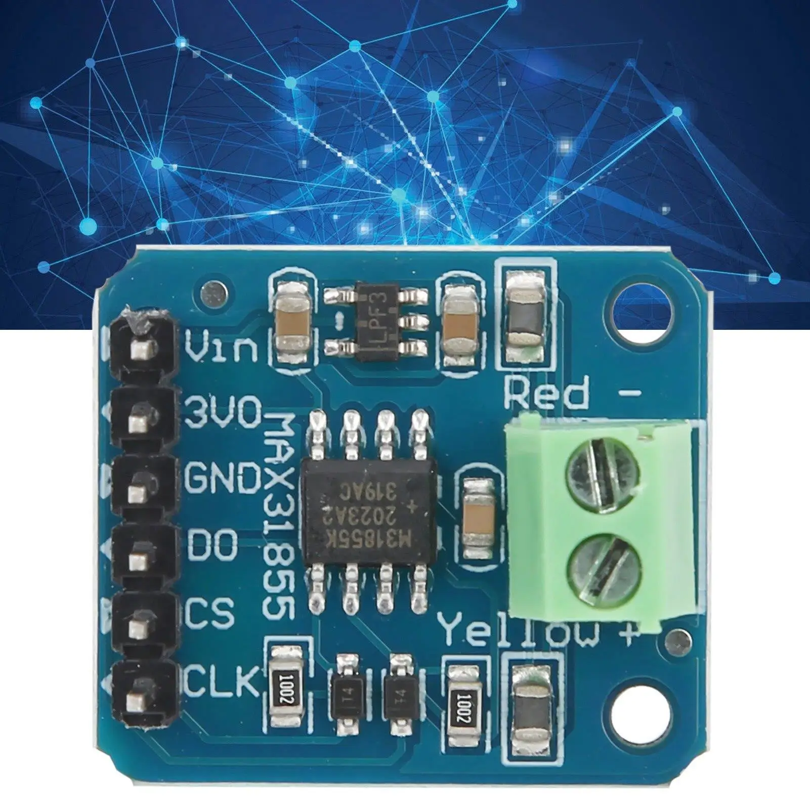 K Type Thermocouple Temperature Sensor Module -200℃ to +1350℃, SPI Digital Output MAX31855 Connector