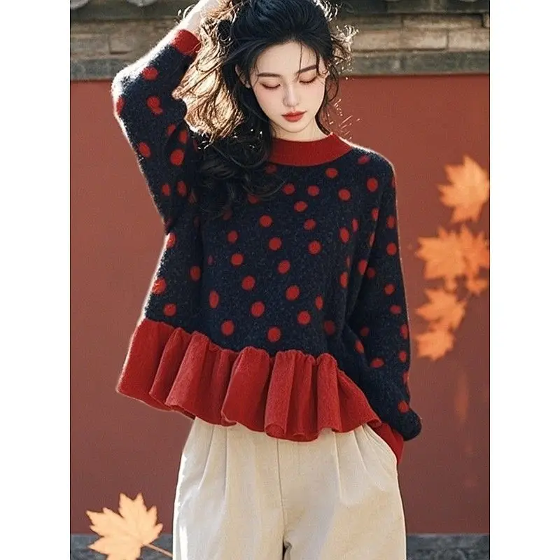 

Korean Sweater Womens Cardigans 2025 Spring Korean O Neck Long Sleeve Hit Color Love with Diamond Knitted Cardigan Tops M495