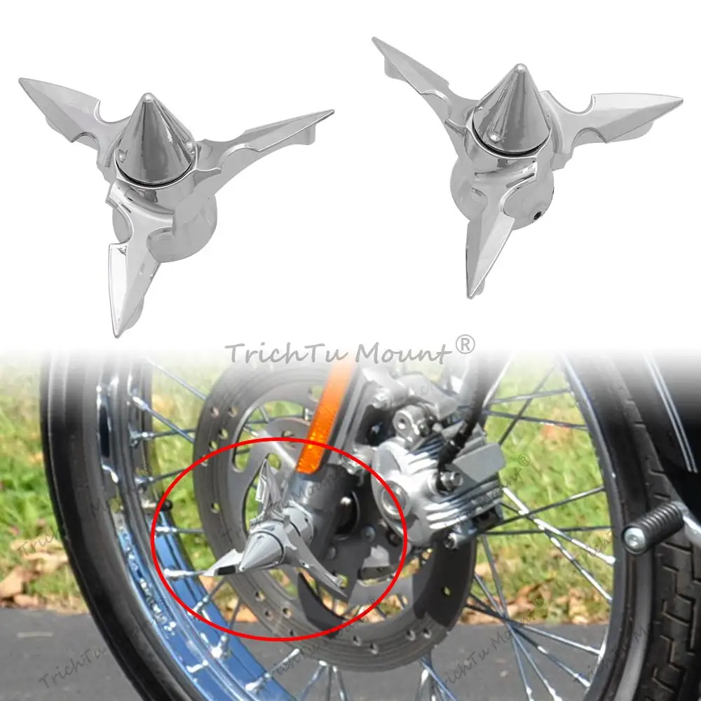 1Pair Front Axle Nut Caps Cover Spinning Blade For Harley Softail Dyna Sportster Touring V-Rod Trike Street 2002-2016 Motorcycle