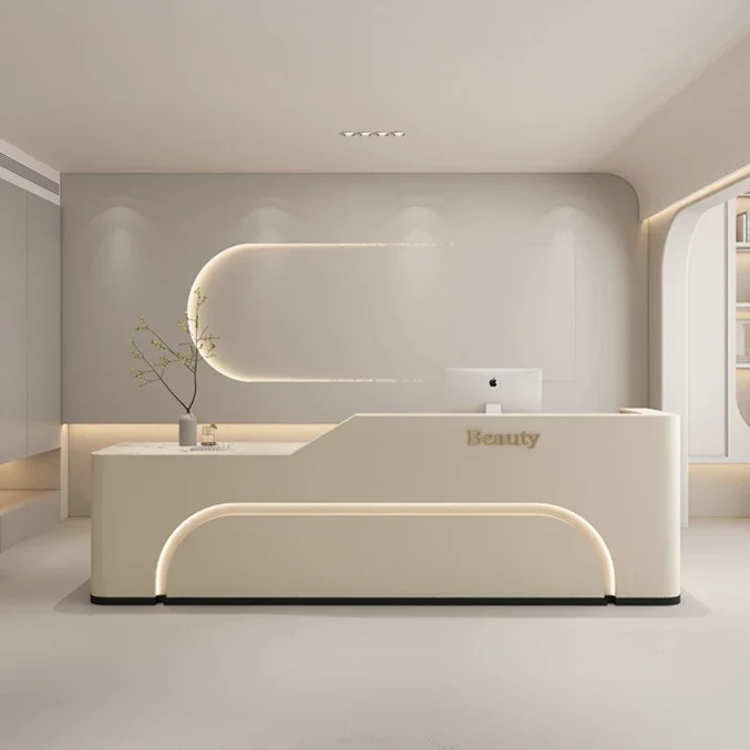 

Medical beauty salon Bar checkout page Simple modern hairdressing clothing store Counter Company reception desk