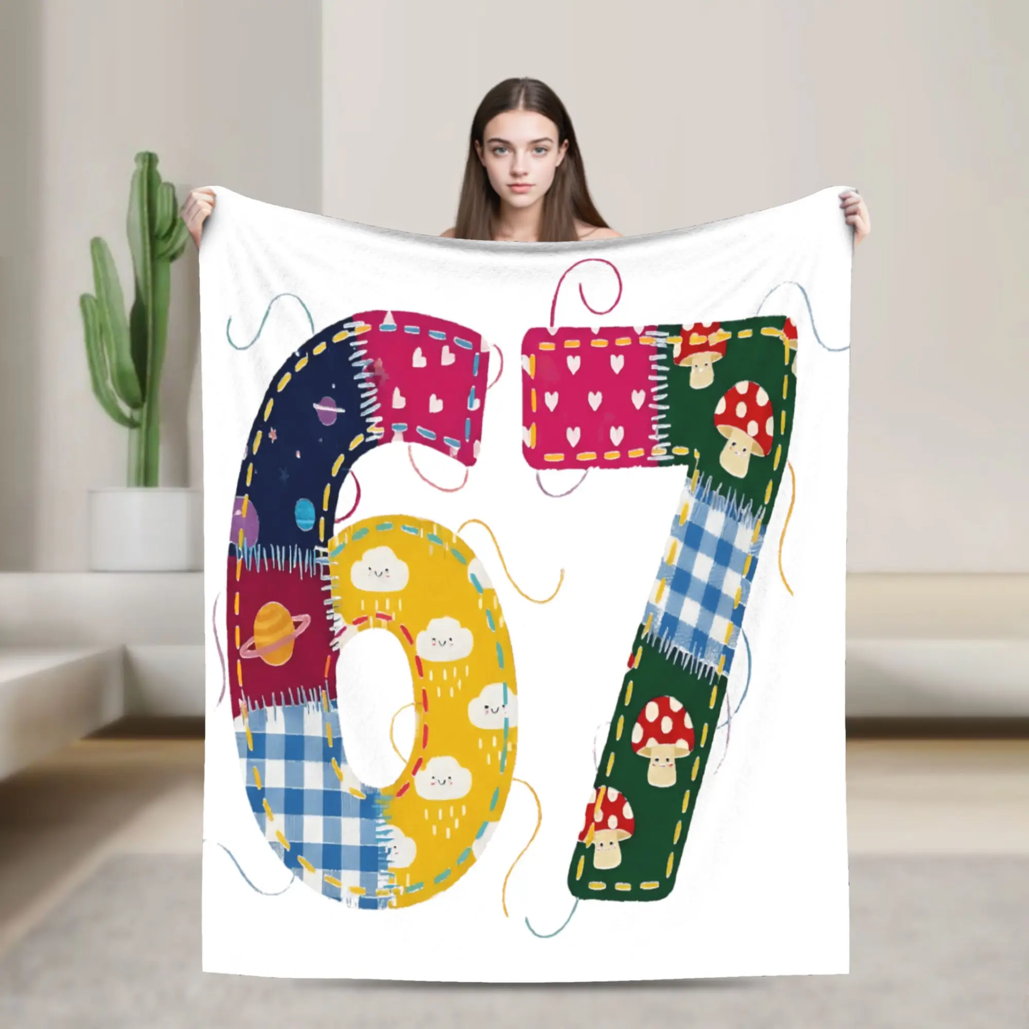 

Super Warm Blanket Kids Adult Picnic 67 Six Seven Meme Sewing 67 Meme Throw Blanket Flannel Bedspread For Couch Chair Sofa Bed