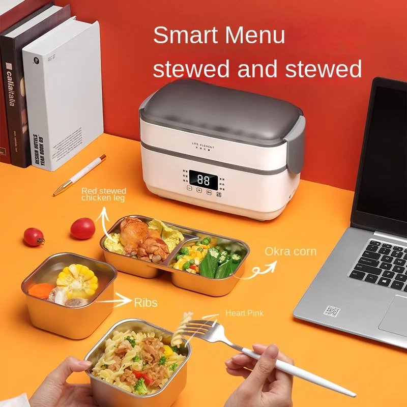 Plug-in Electric Lunch Box Insulation Lunch Box Portable Heated Lunch Box Double Stainless Steel Liner 1.5L