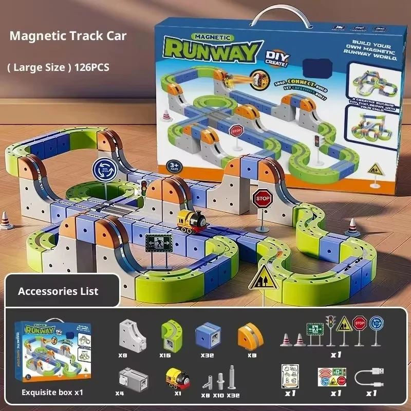 English Upgraded Magnetic Anti‑Gravity Track Set Kids Montessori STEM Educational Building Toy Creative Play Gift for Children