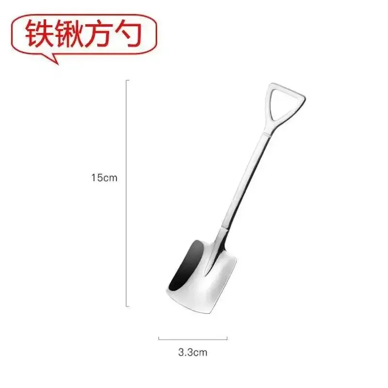 Shovel Spoons Fork Stainless Steel Tea Spoons Creative Coffee Spoon for Ice Cream Dessert Scoop Tableware Cutlery