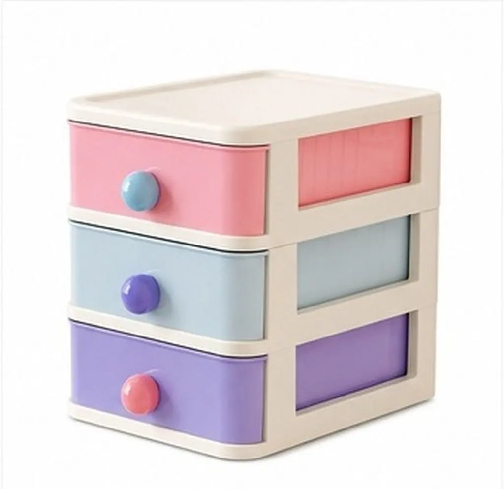 Compact Drawer Organizer 3 Drawer Storage Box Multilayer Pastel Desktop Storage Chest for School Office Entryway Organizer Box