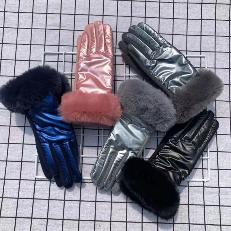 Gants de maintien au chaud en peluche pour femmes, gants imperméables, écran tactile de poignet, léger, épais, sourire, monochrome, élégant, mode,