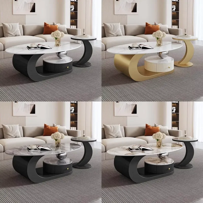 New Durable Italian Designer Marble Top Foldable Coffee Table Modern Solid Wood Light Living Room Small Apartment Home