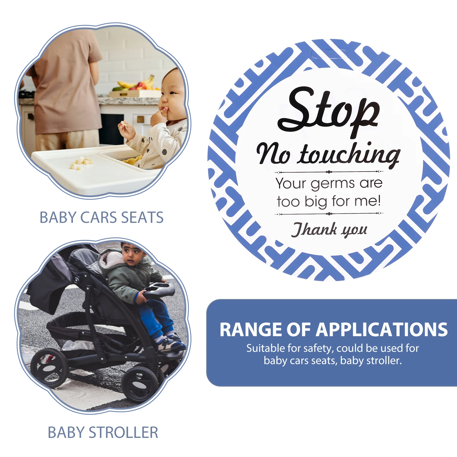 

Safety Warning Not Touch Stop No Touch For Baby Stroller seats No Touching Caution Sign For Stroller Reminder