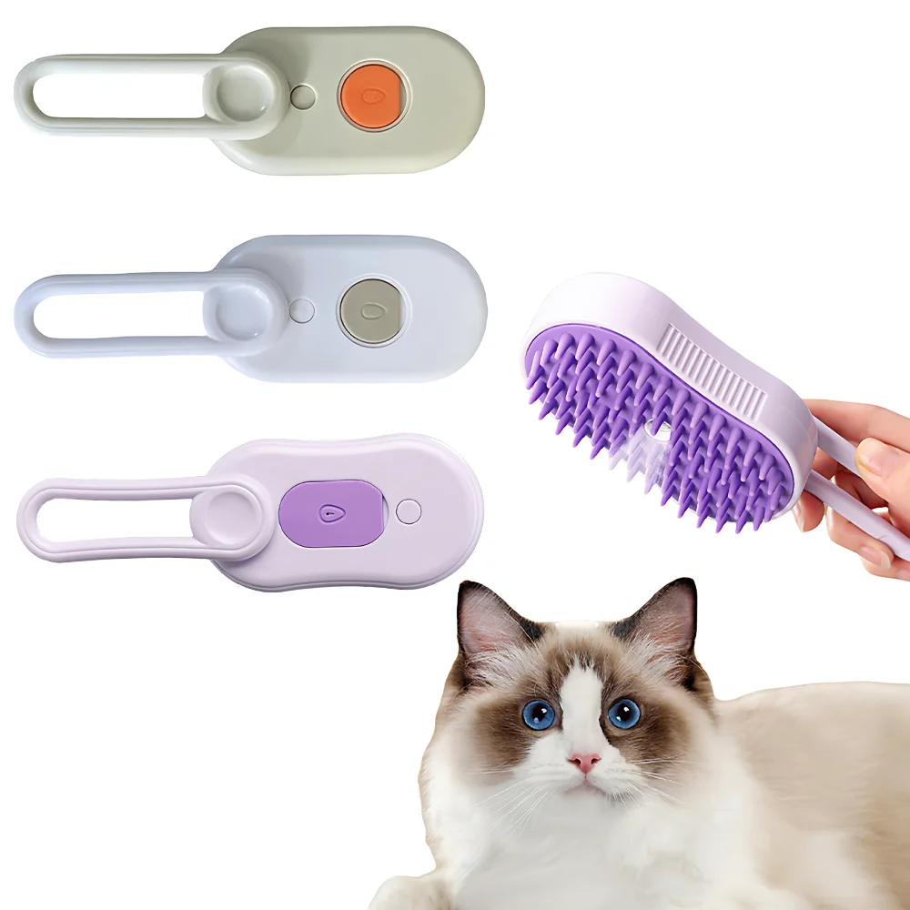 Pet Spray Grooming Brush, 1-Button Spray Clean Deshedding Br