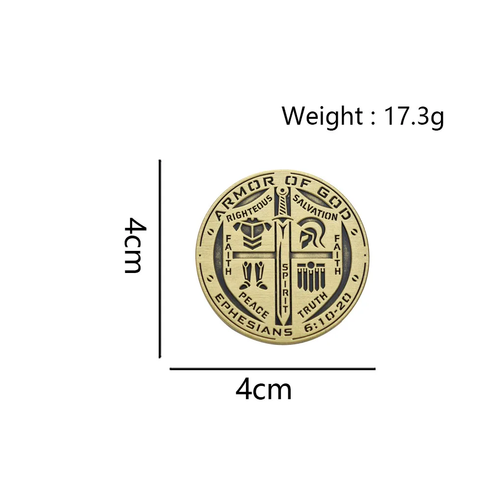 Armor of God Brooch Christian Bible Verse Ephesians 6:10-20 Metal Lapel Pin Religious Faith Cross Sword Shield Badge Jewelry Gif