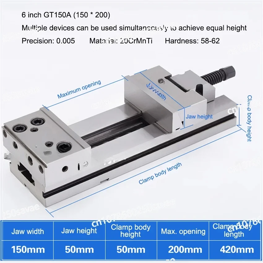 GT150A (150 * 200) Bench Vise CNC Machining Center Milling Machine Large Opening 6-inch Precision Combination Flat Nose Pliers