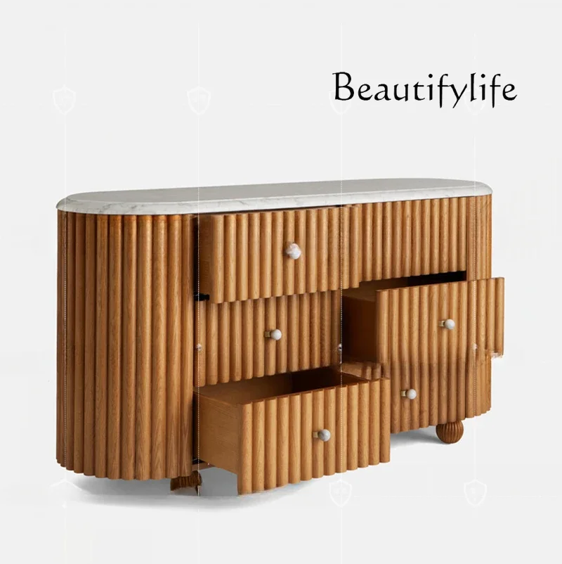 

Mid-Ancient Solid Wood Sideboard Chest of Drawers Retro Style Nordic Storage Cabinet Art Sideboard Cabinet