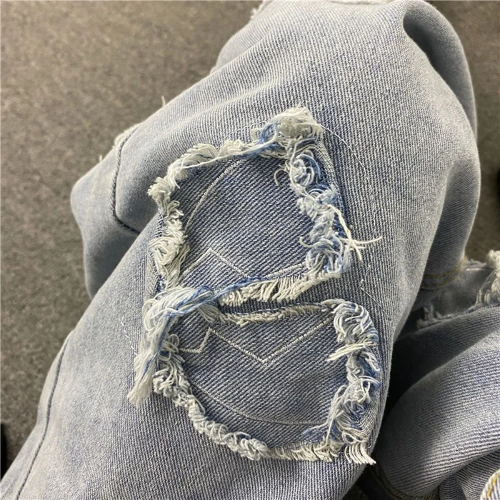 Jeans Men Stretch Denim cargo Pants Streetwear Wide Leg Joggers Men Washed Patch Casual Straight Baggy Jeans y2k Trousers