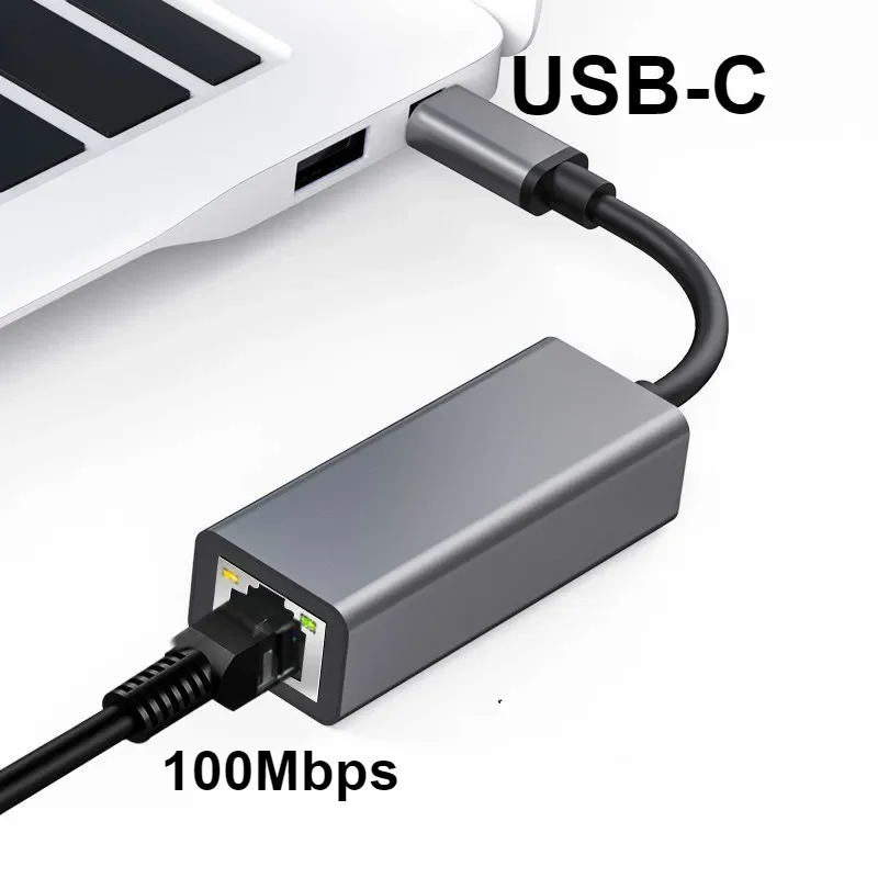 

10/100Mbps USB C Ethernet Adapter Type-C Thunderbolt3 To RJ45 LAN External Network Card for Laptop PC Mobile Phone Tablet