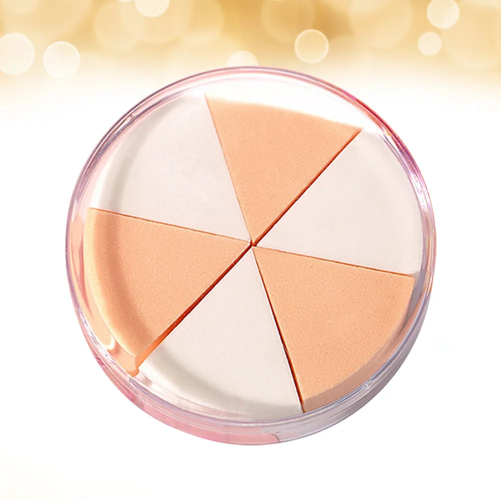 Esponja de maquillaje, juego de esponjas para polvos de 6 piezas, suave y Flexible para base líquida, polvo prensado, uso seco y húmedo con estuche de almacenamiento