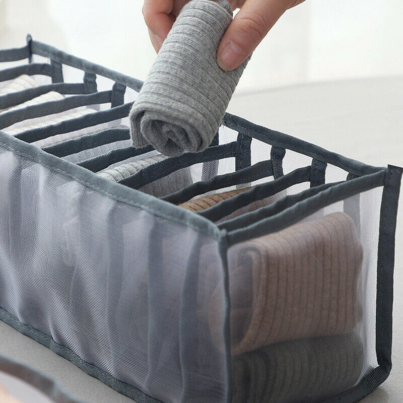 1x 6/7Grids Transparent Mini Cabinet Partition Storage Drawer Storage Box Bra Socks Checker Wardrobe Tidying Organizer Container