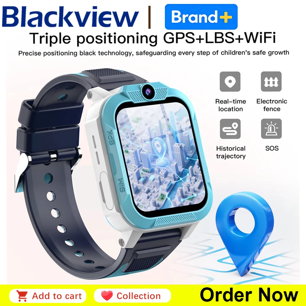 Blackview Kids Smart Watch Waterproof Video Monitor Tracker 4G Call Watch SOS GPS Location Digital Watches for Chirdren's Gift