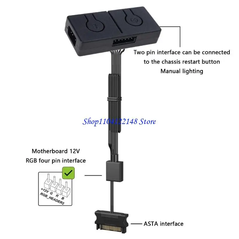

P9FA Адаптер синхронизации преобразователя вентилятора ARGB от 5 до 12 В с 3-контактным ручным контроллером