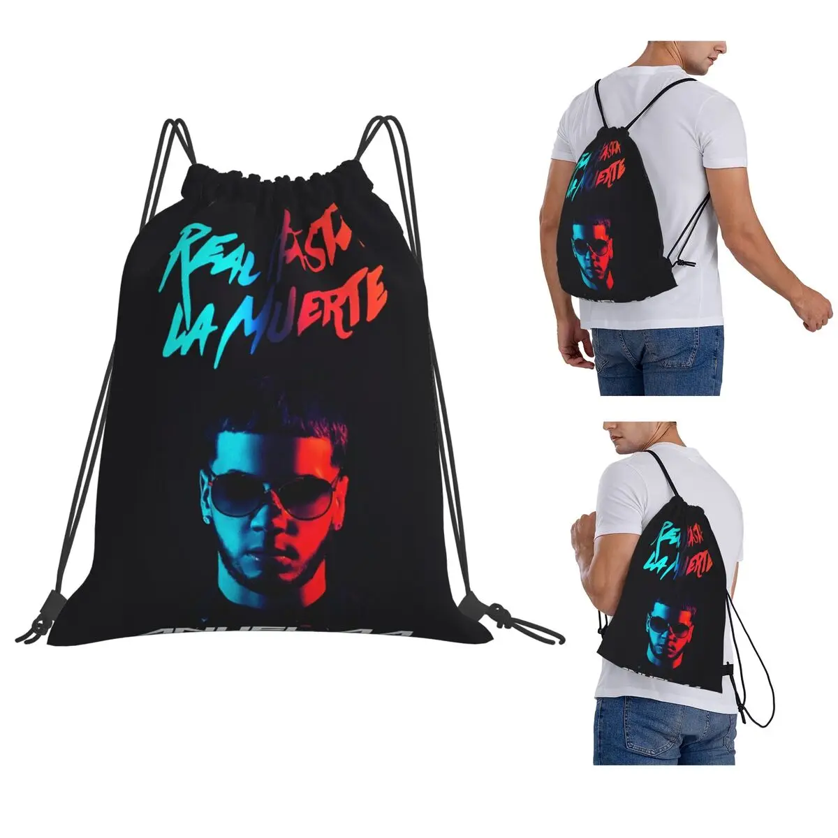 Fashion Hot Rapper Anuel AA Backpacks Multi-function Drawstring Bags Sports Bag Book Bags for Man Woman School