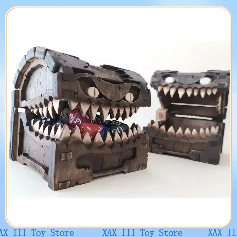 Dungeons Dragons Game Figures Wooden Mimic Figure Dnd Creative Monster Treasure Chest Figurine Box Halloween Toy Kids Gift