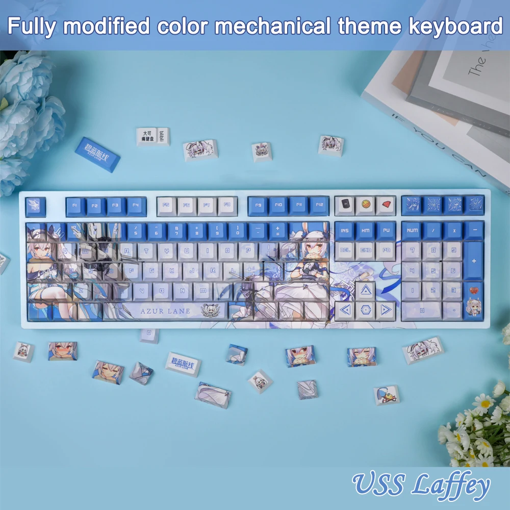 108 Keys Wired Mechanical Keyboard Ergonomics Hot Swappable Red Axis Green Switch Azur Lane Gaming Keyboard for PC Laptop Office