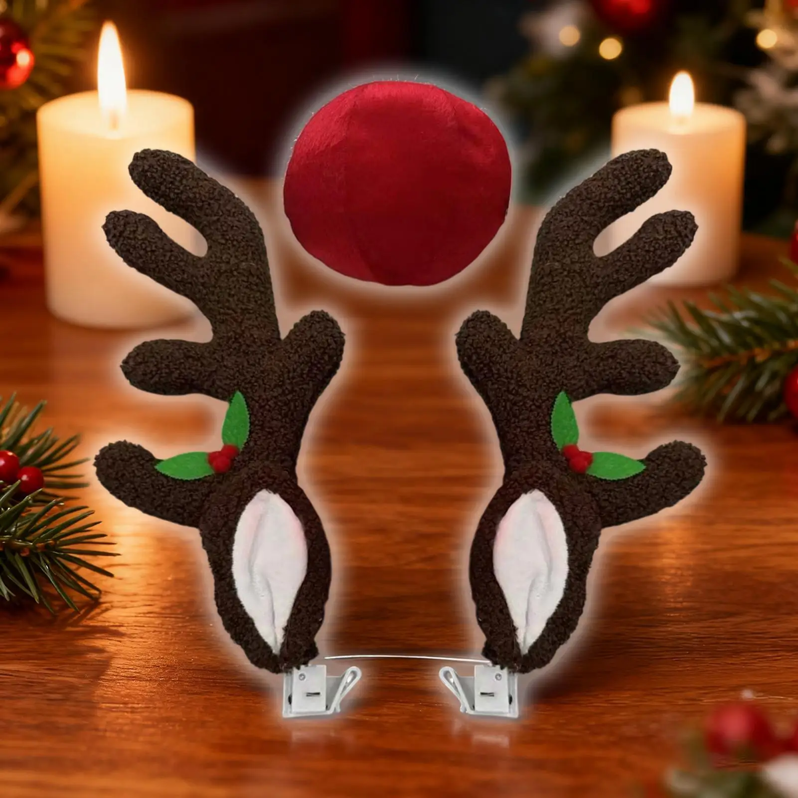 

Car Antlers LED Vehicle Antler With Nose Christmas Car Exterior Decoration For Automotive Truck Vehicle SUV Exterior Window Roof